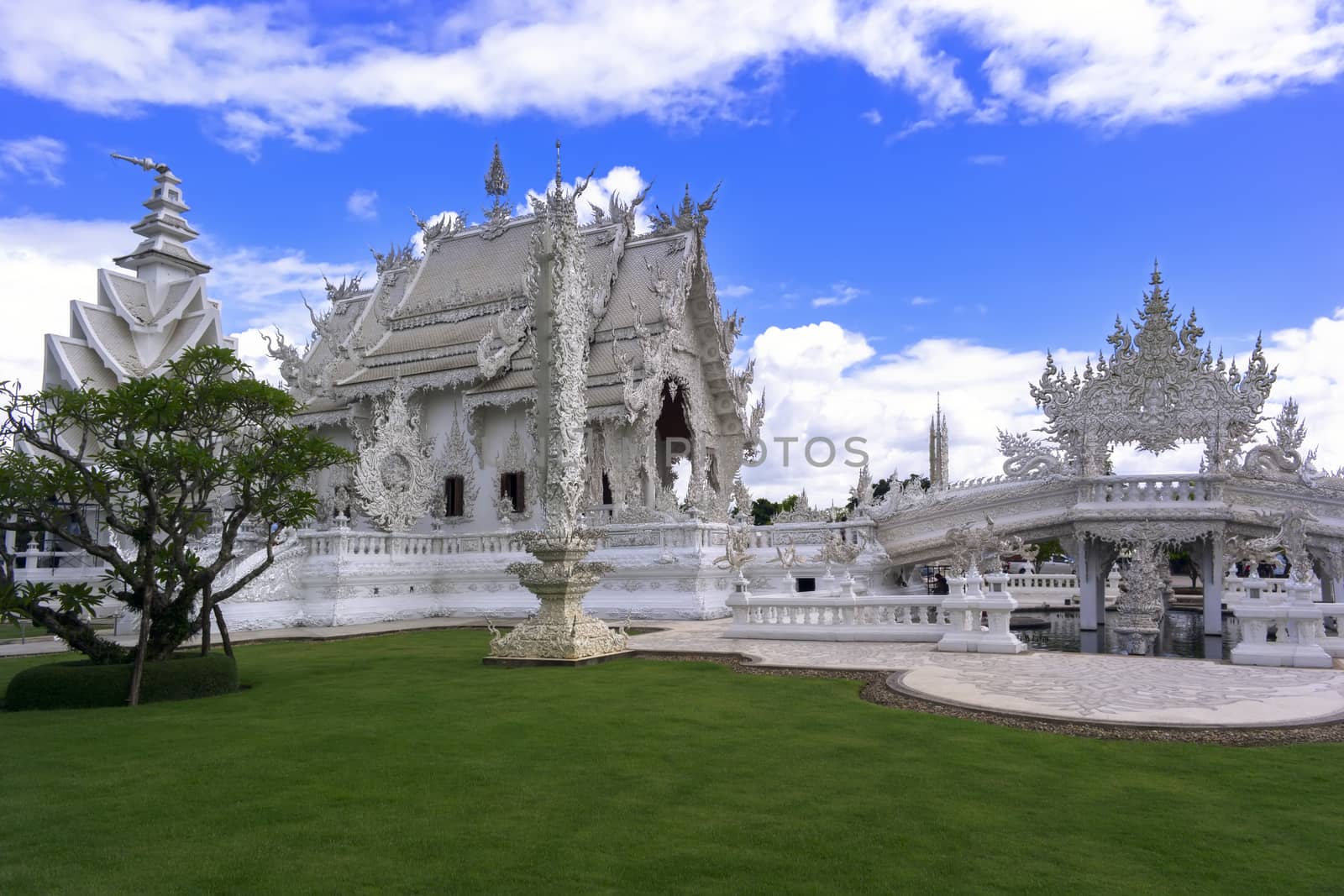 Garden in White Temple. After the Earthquake in may 2014, Chiang Rai Province.