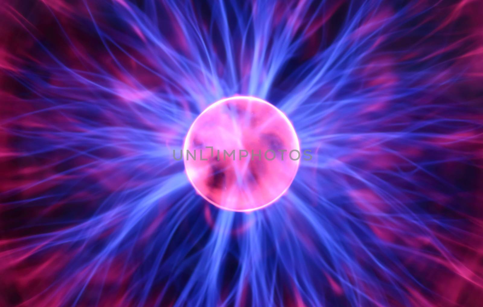 Purple plasma flames drawing from center to margin of sphere
