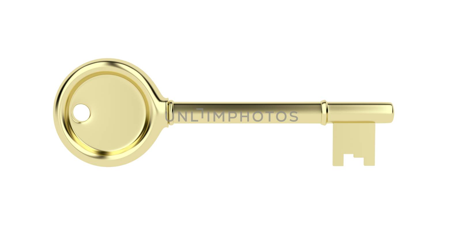 Gold key isolated on white background