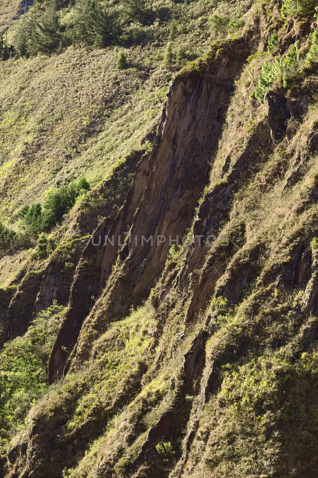 Cliffs at the canyon of the Pastaza River at the small town of Banos in Ecuador