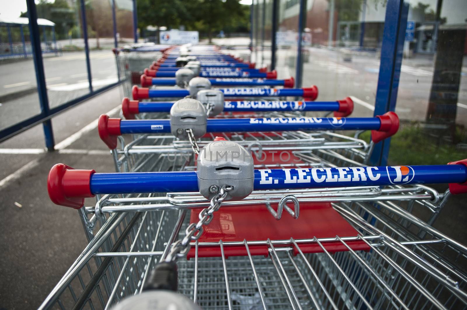 market's trolleys in Lecrercq Market - Mulhouse - France - 17 august 2014
