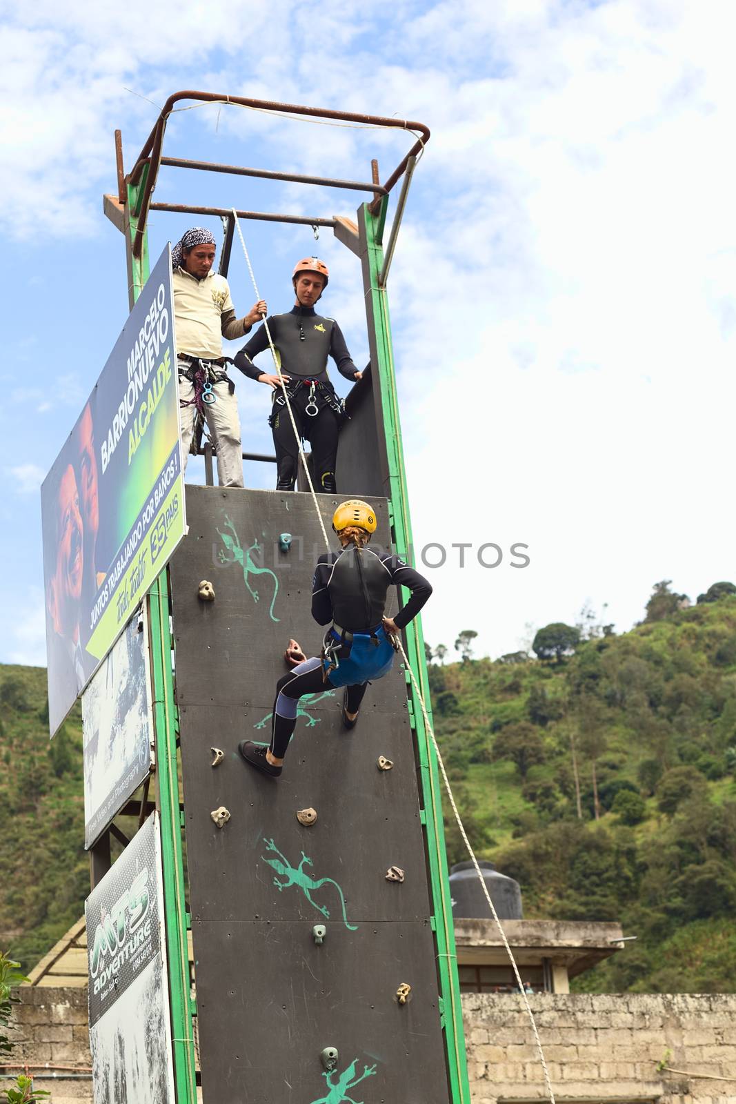 Abseiling on Climbing Wall in Banos, Ecuador by ildi