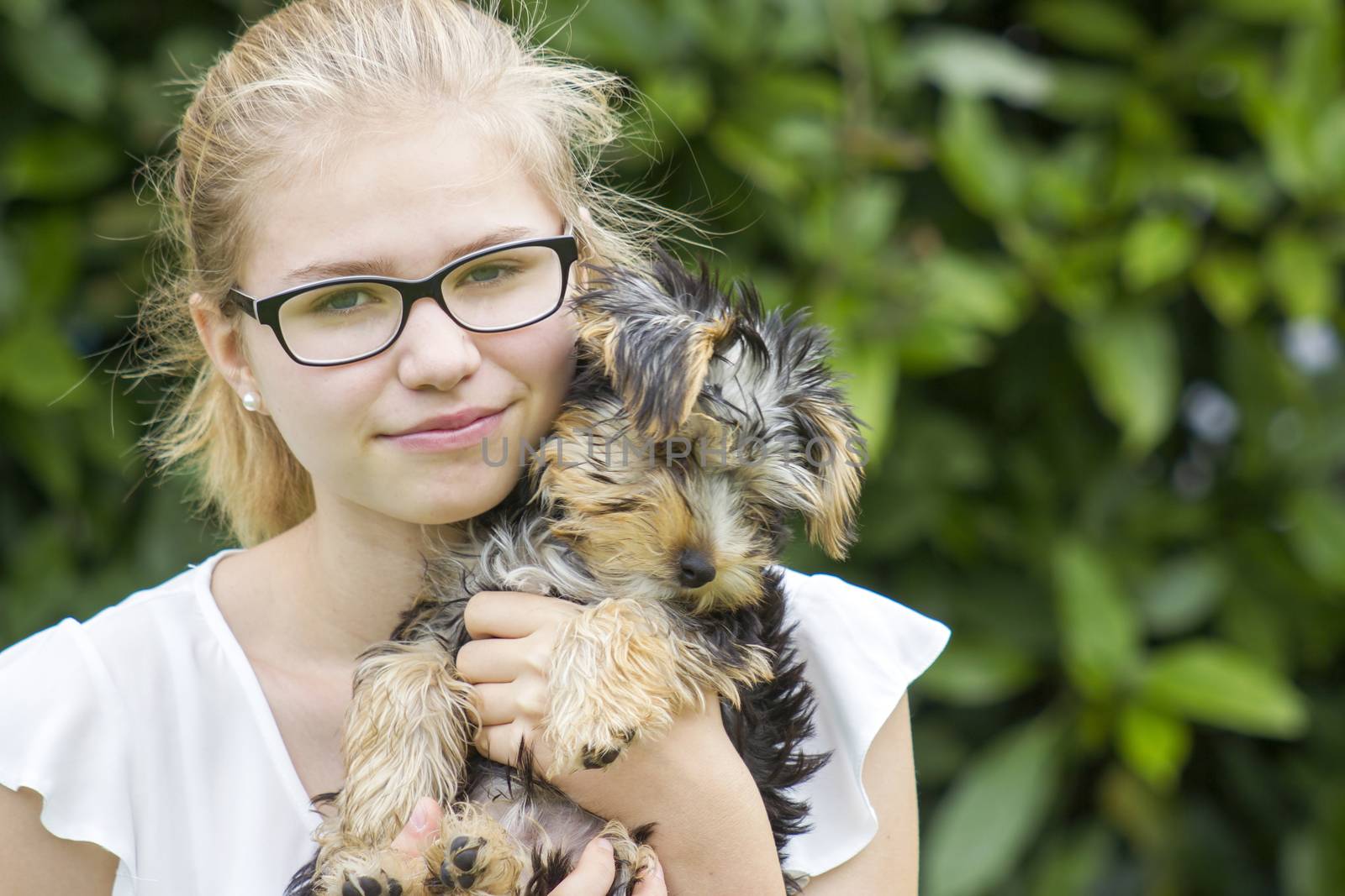 young girl and her dog by miradrozdowski