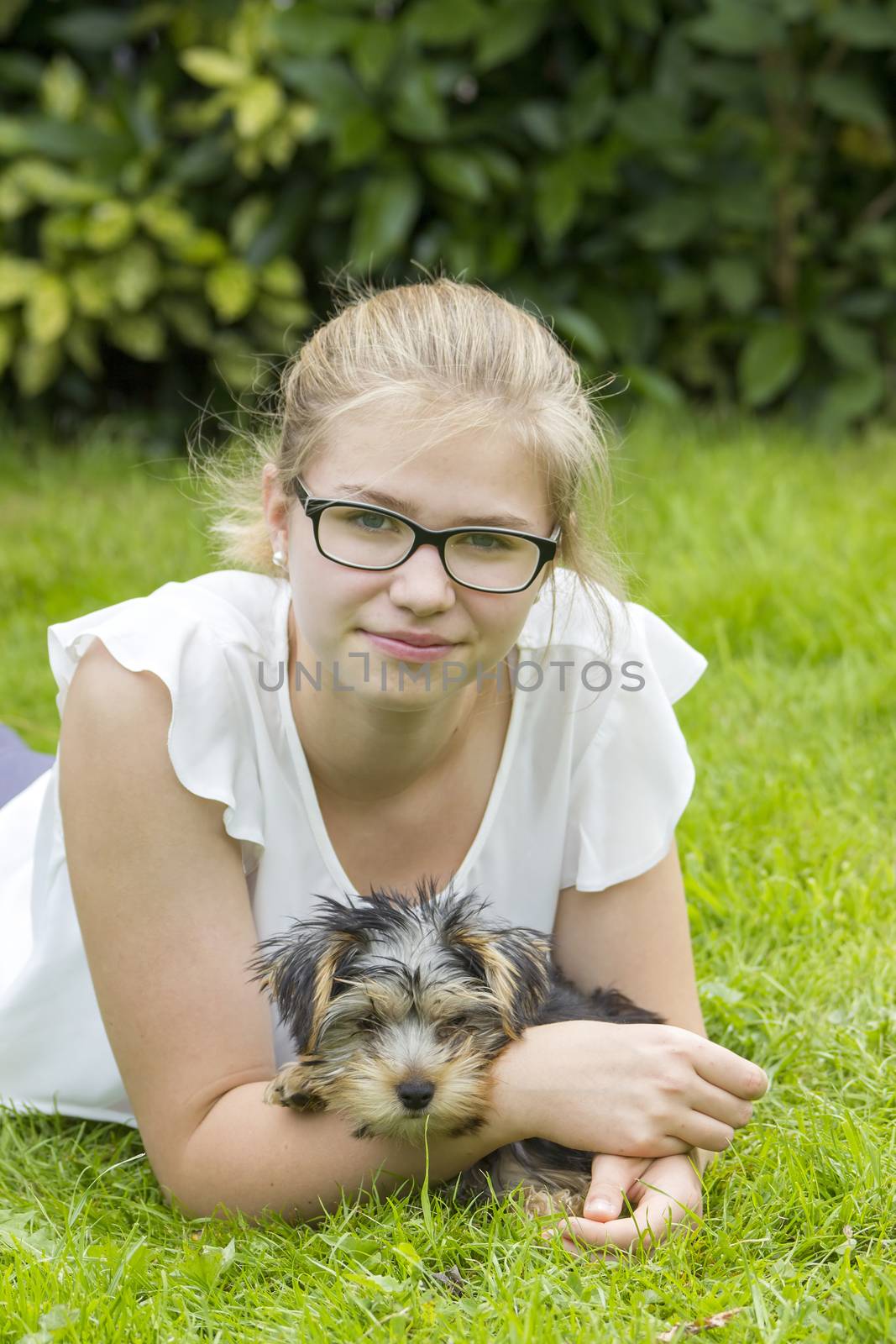 young girl and her dog