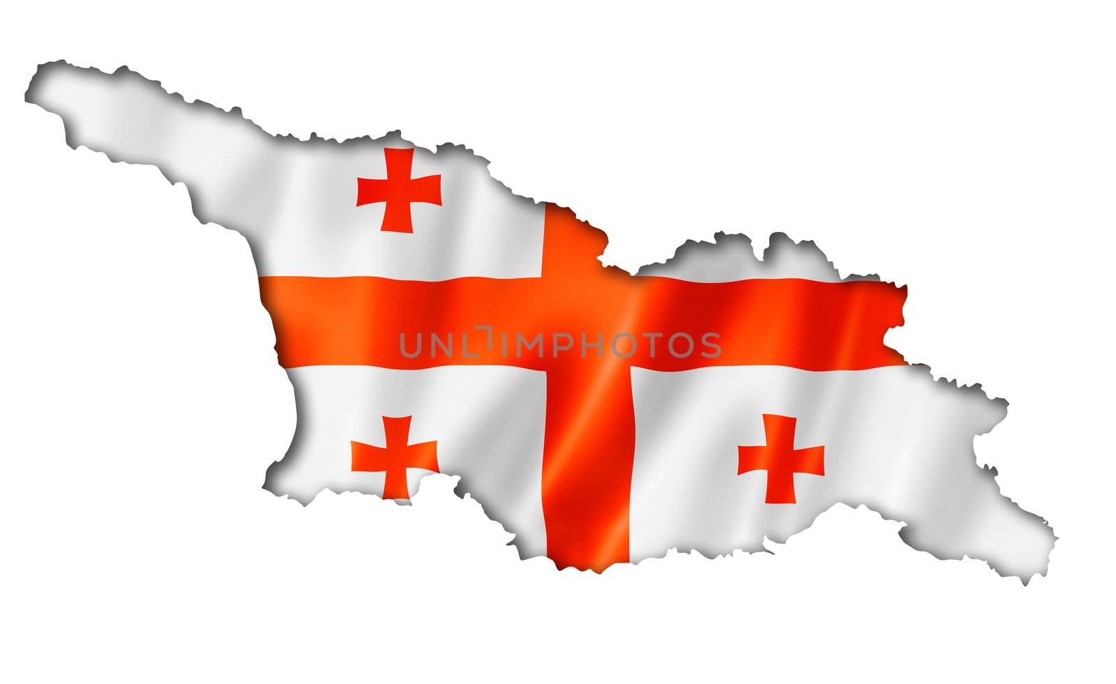 Georgia flag map, three dimensional render, isolated on white