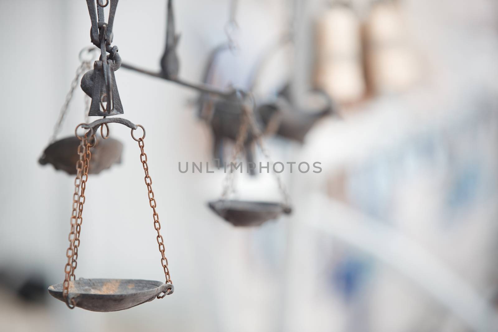 Old metal balance at antique store