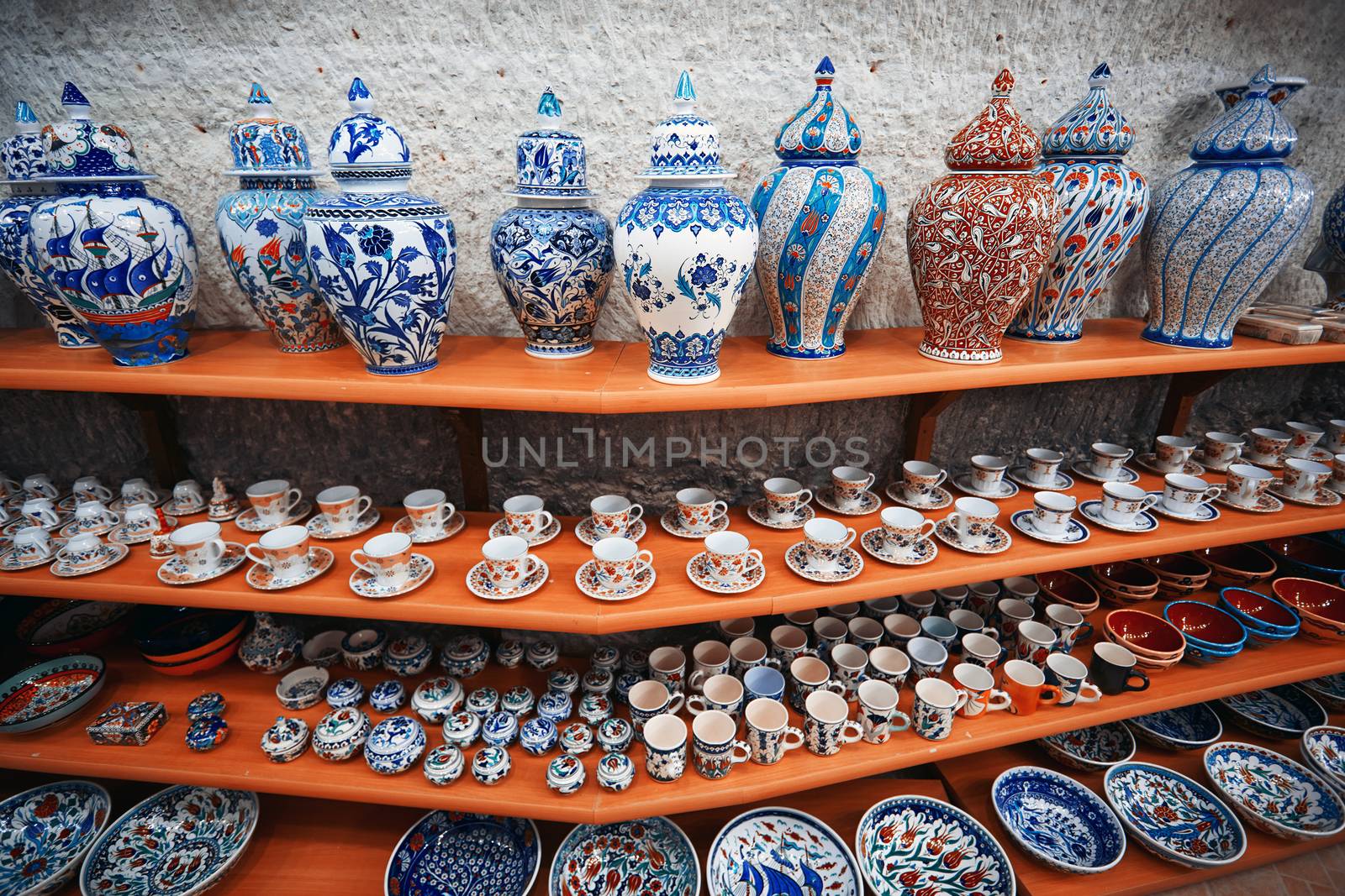 Ceramic art at pottery shop. Turkey
