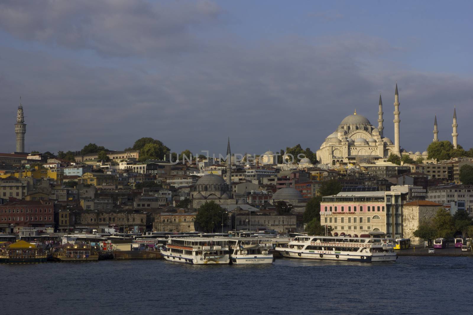 Istanbul - August 30, 2014.  View of Istambul, the largest city of Turquey, from the Bosforus waterway. On August 2014 in Istanbul, Turkey.