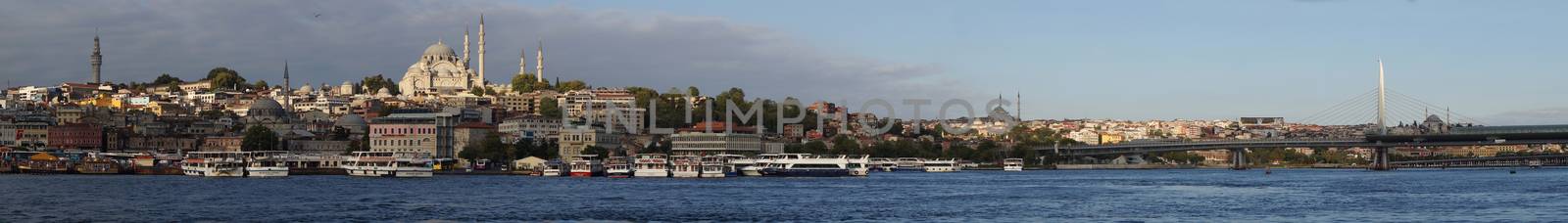 Istanbul - August 30, 2014.  Panorama of Istanbul, the largest city of Turquey, from the Bosforus waterway. On August 2014 in Istanbul, Turkey.