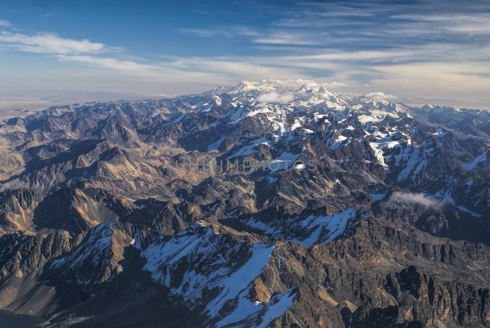 Scenic view from the top of Huayna Potosi mountain in Bolivia