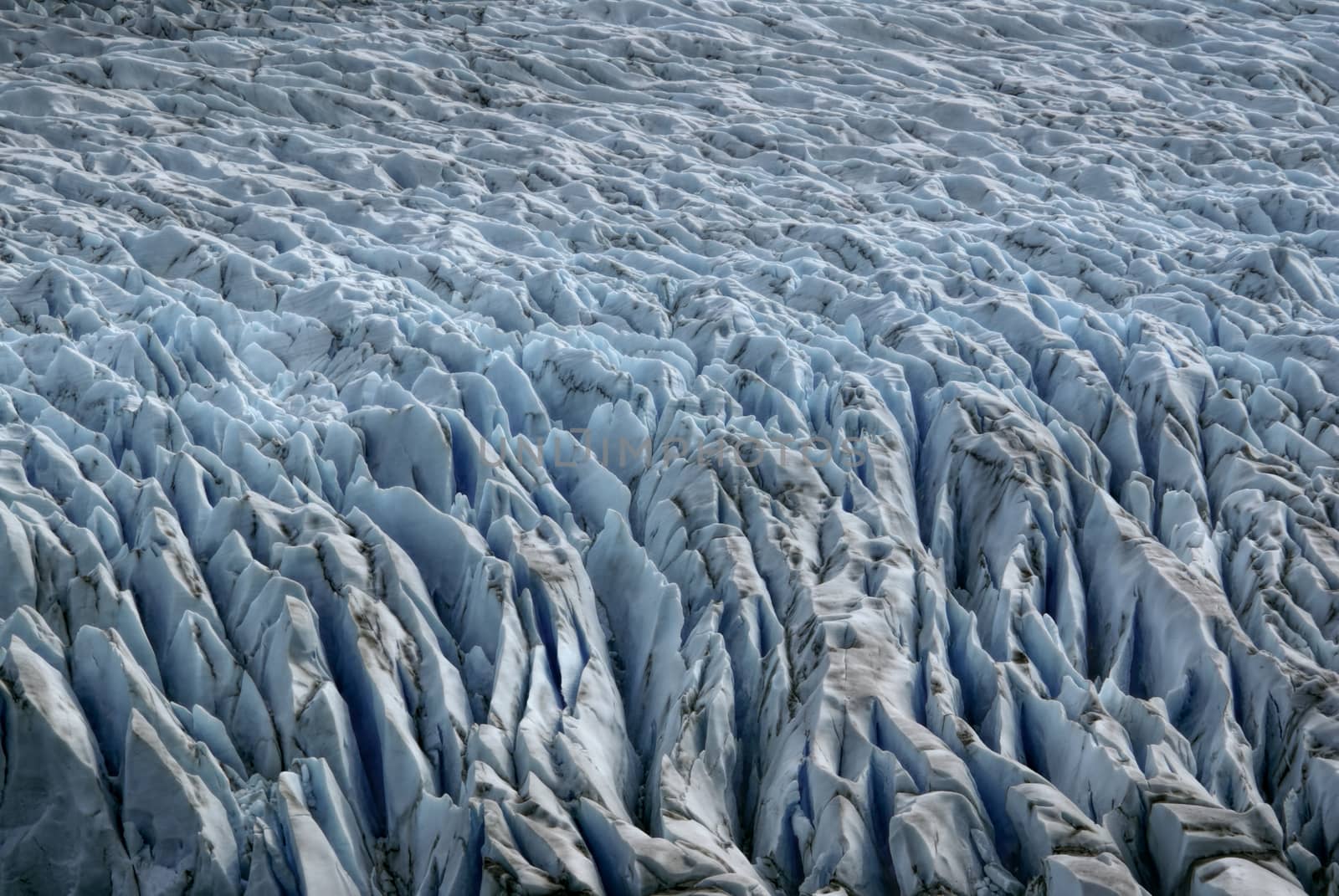 Close-up view of the wrinkled glacier in Torres del Paine National Park