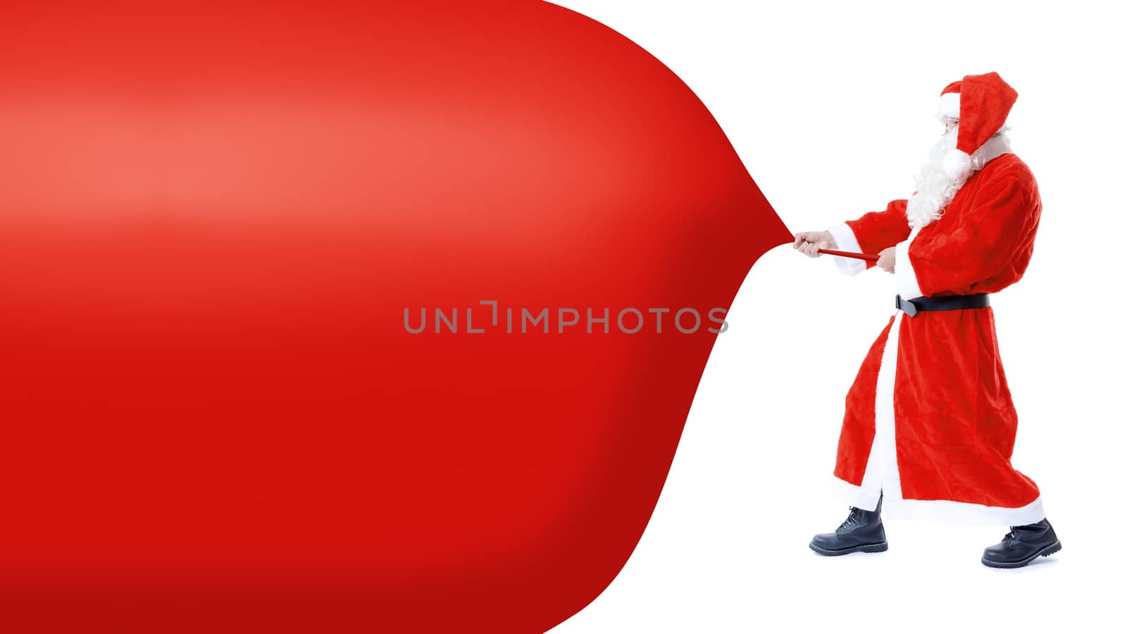 An image of Santa Claus is pulling something
