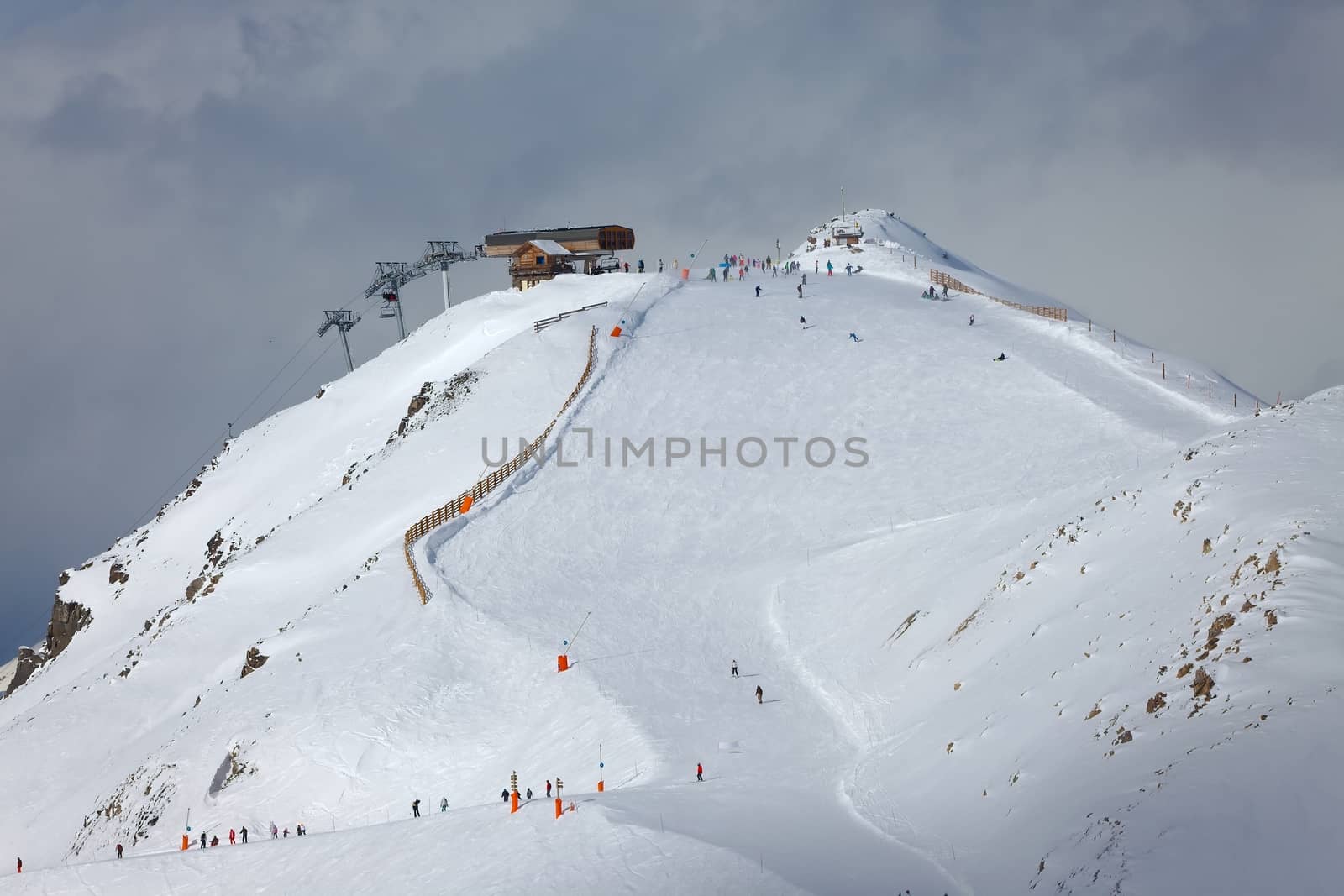 Ski slope in cold weather