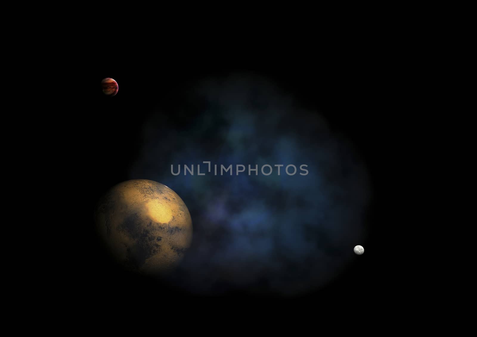 Far-out planets in a space against stars. "Elements of this image furnished by NASA".