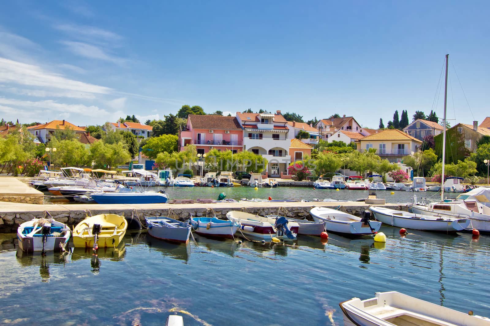 Colorful tourist town of Petrcane in Dalmatia, Croatia