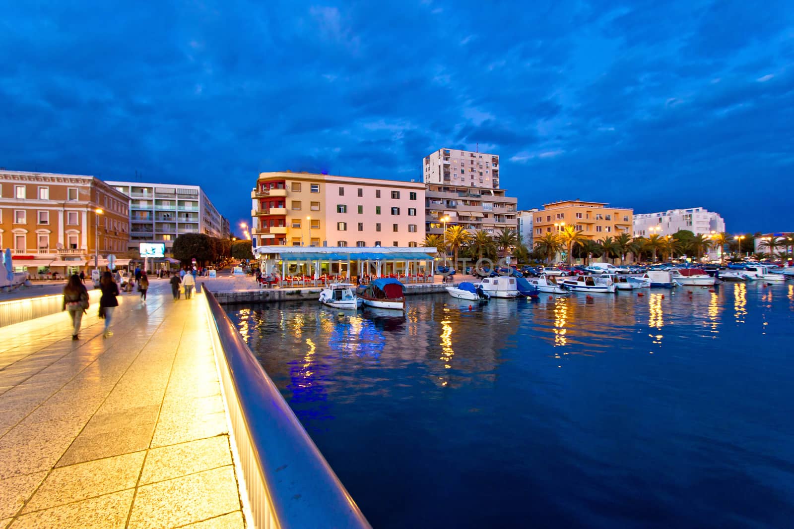 Blue hour Zadar waterfront view, Dalmatia, Croatia