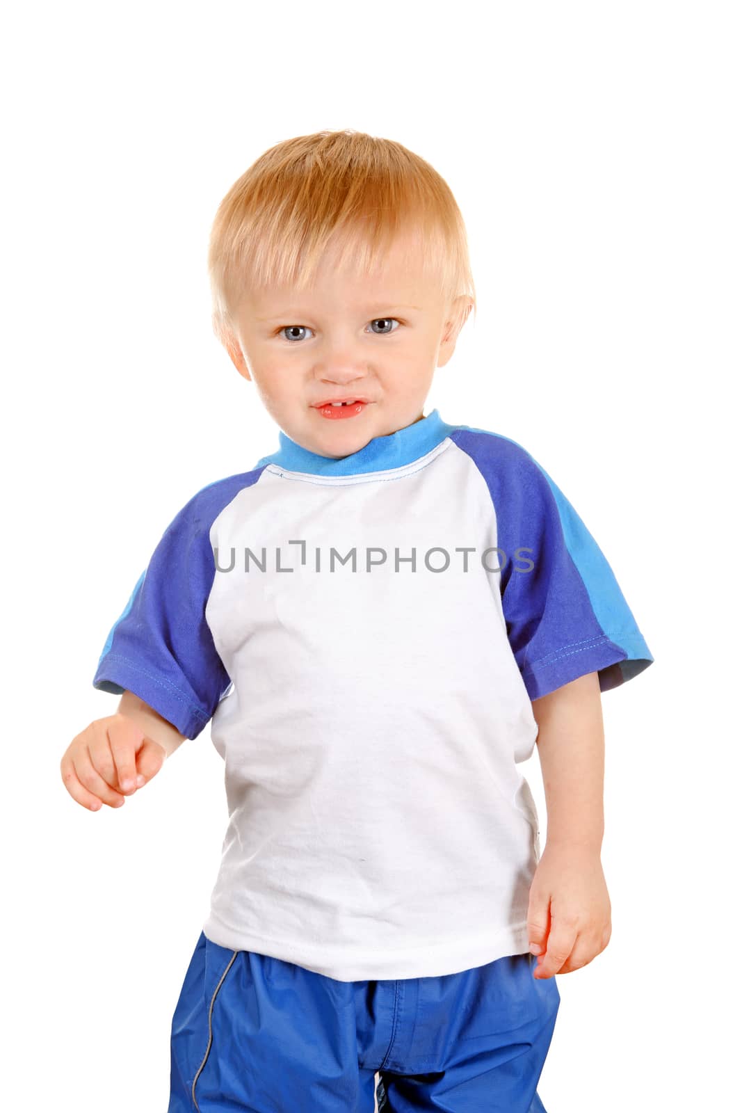 Cheerful Baby Boy Isolated on the White Background