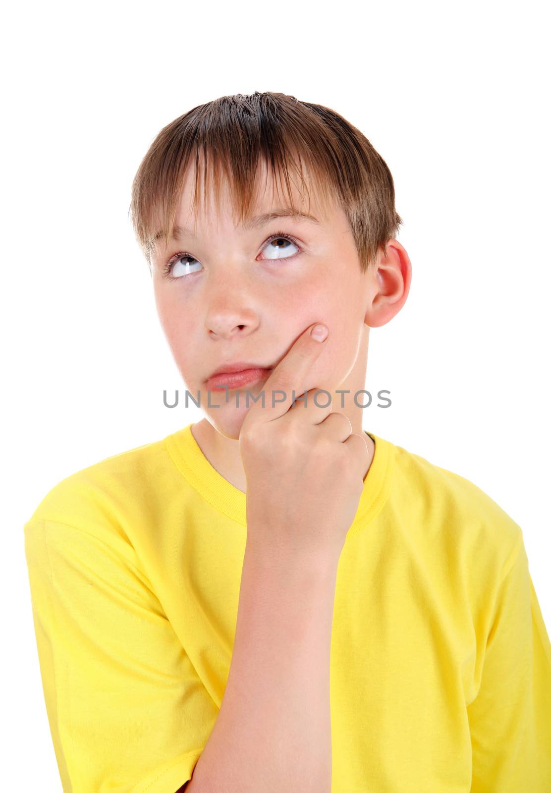 Kid thinking Isolated on the White Background