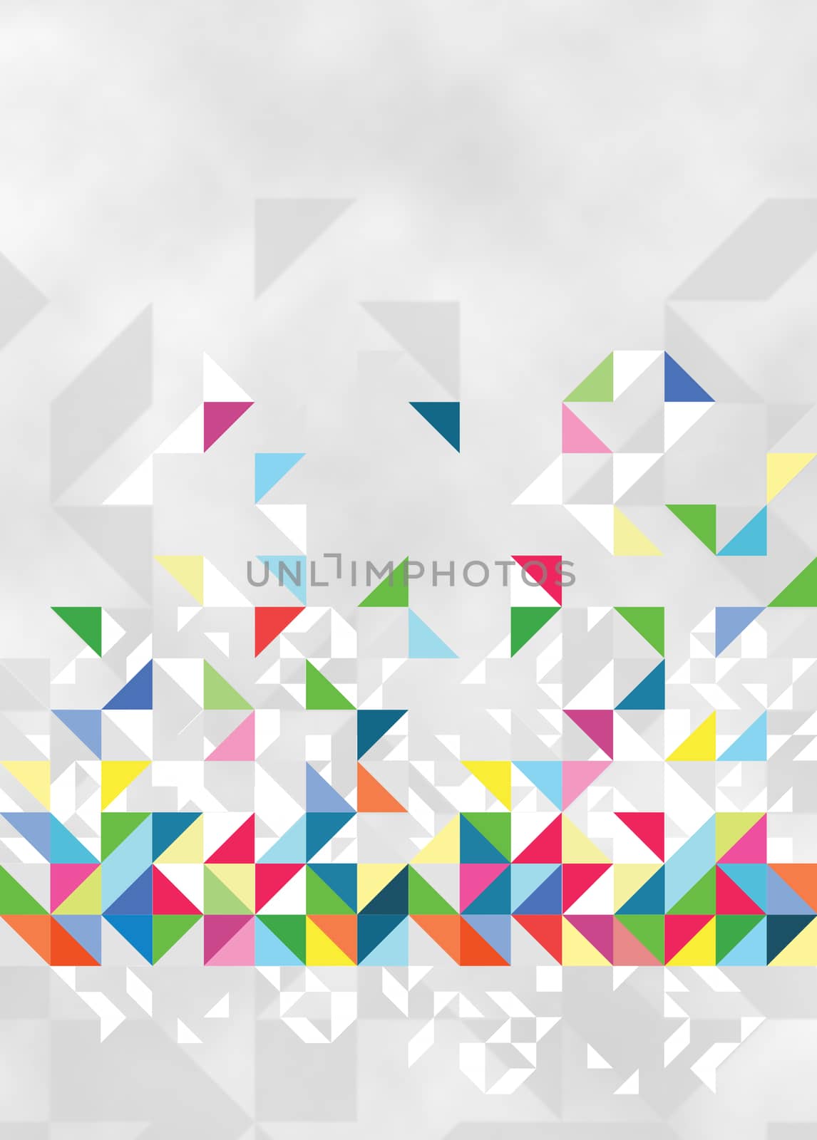 Light modern artwork with colored triangles on a gray background