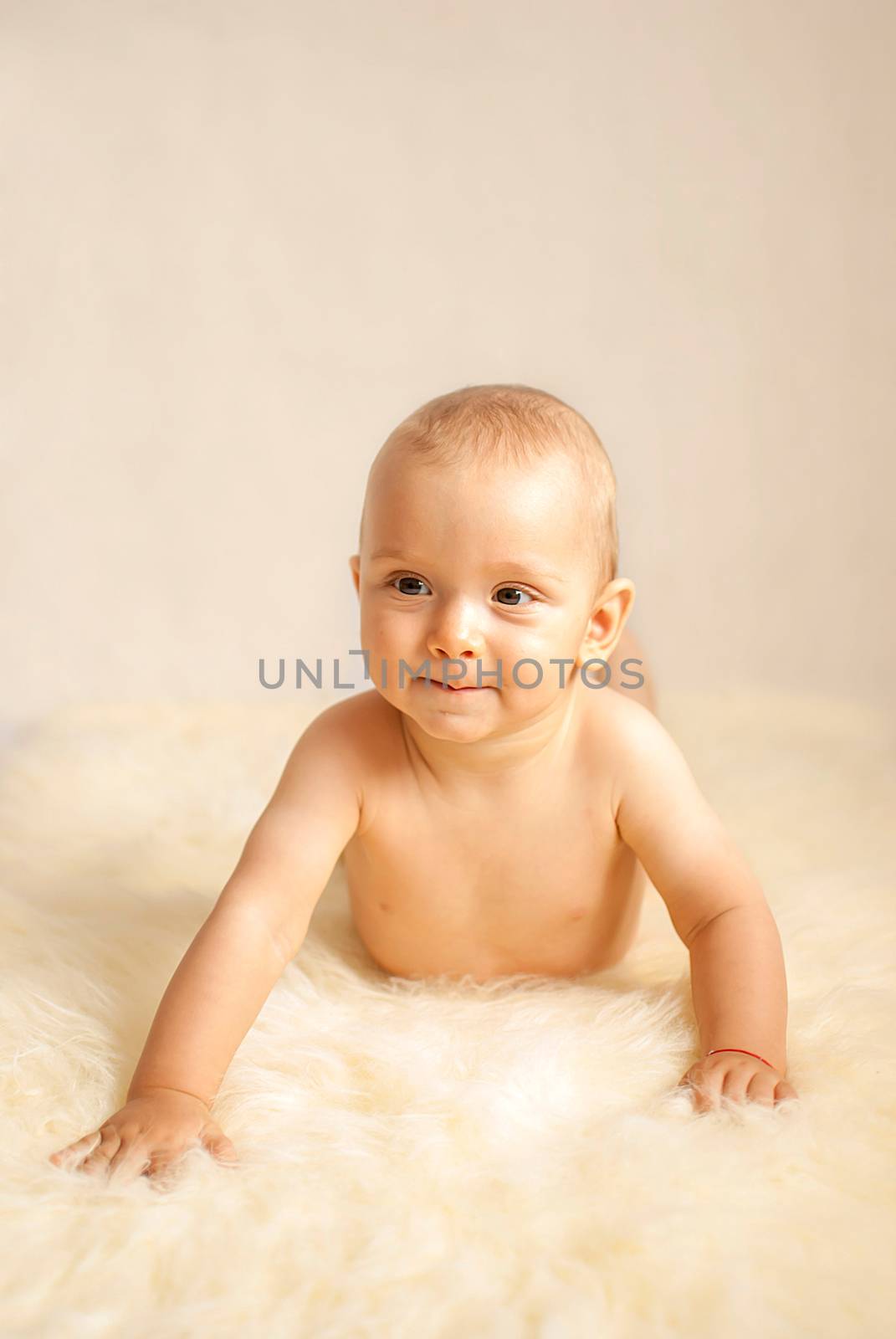 portrait of a happy caucasian adorable baby boy