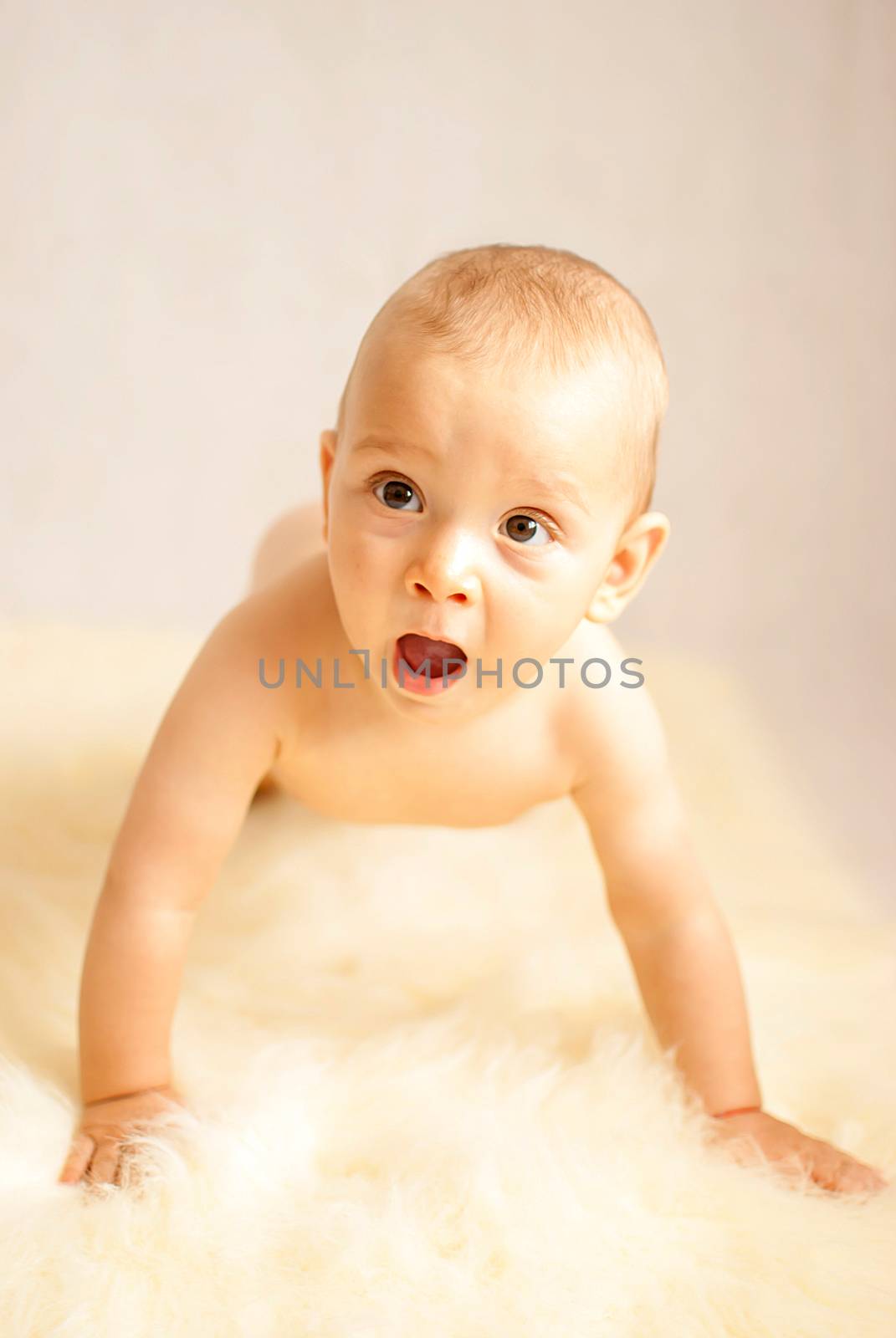 portrait of a happy caucasian adorable baby boy