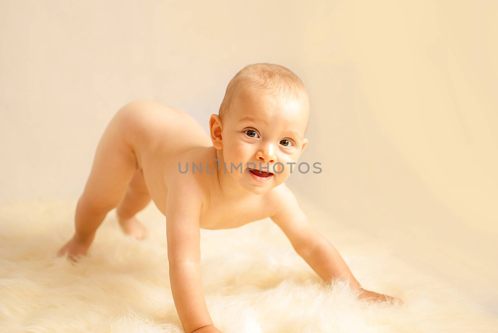 portrait of a happy caucasian adorable baby boy