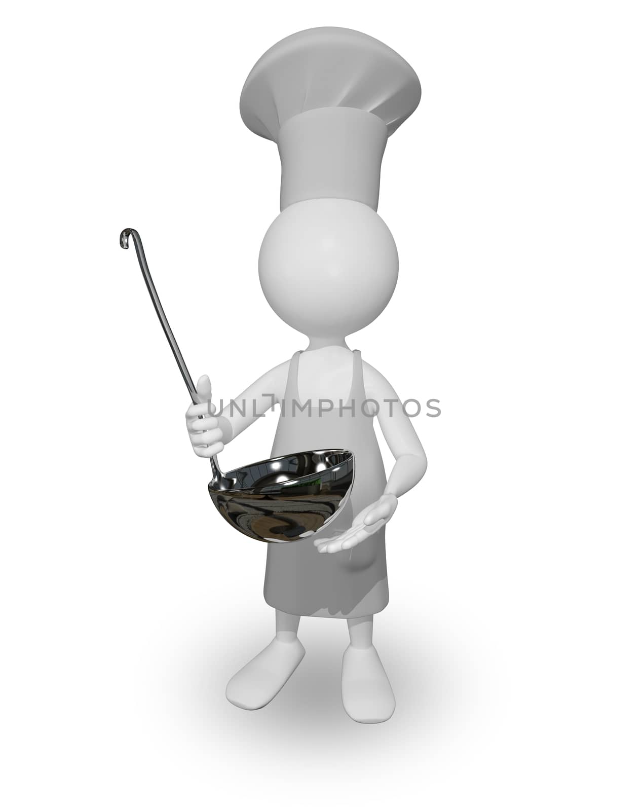 abstract illustration a cook with a ladle
