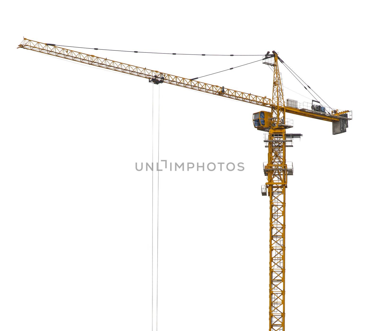 Yellow hoisting crane isolate by cherezoff