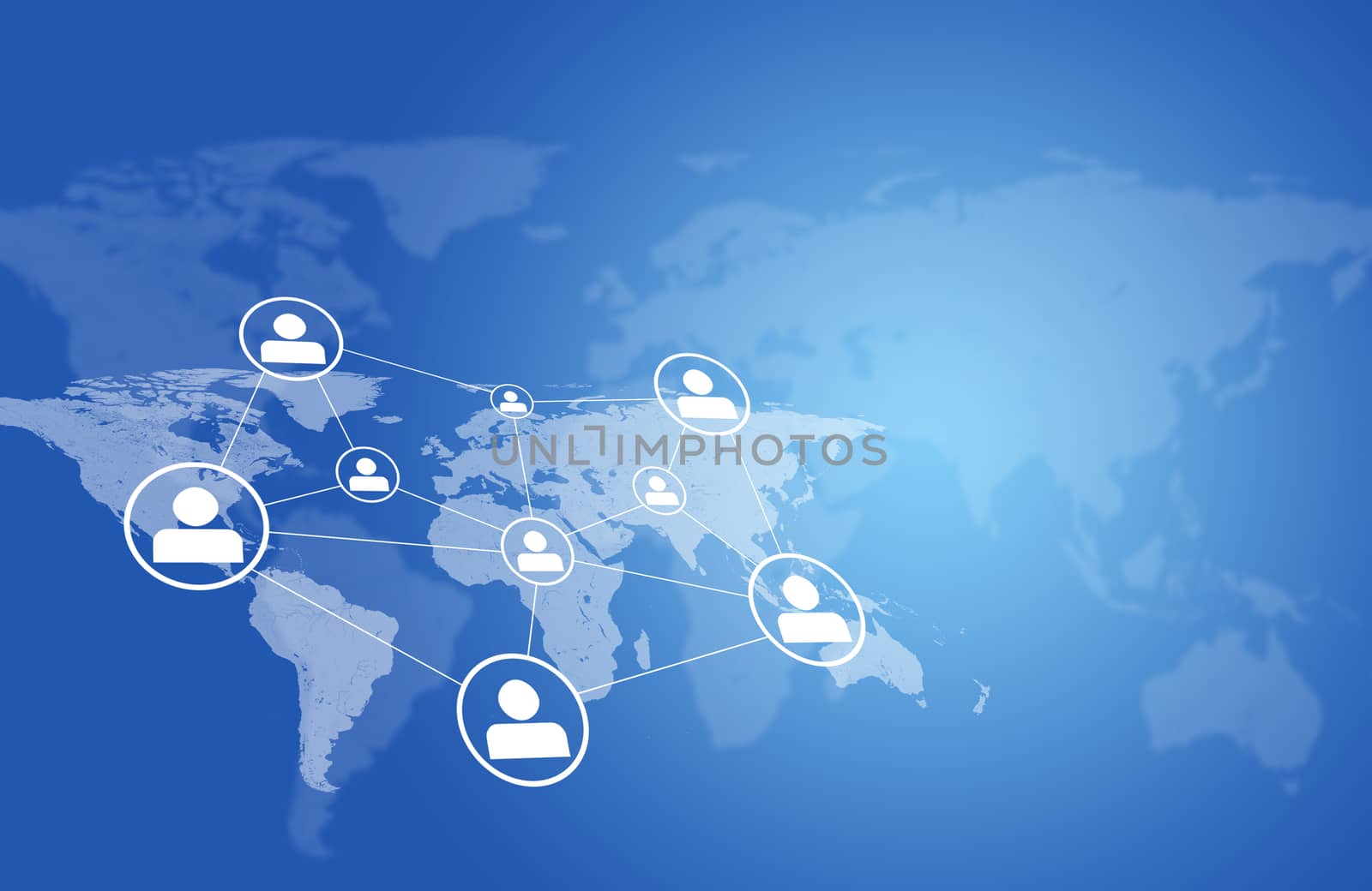 Business infographics. World map with network and people icons