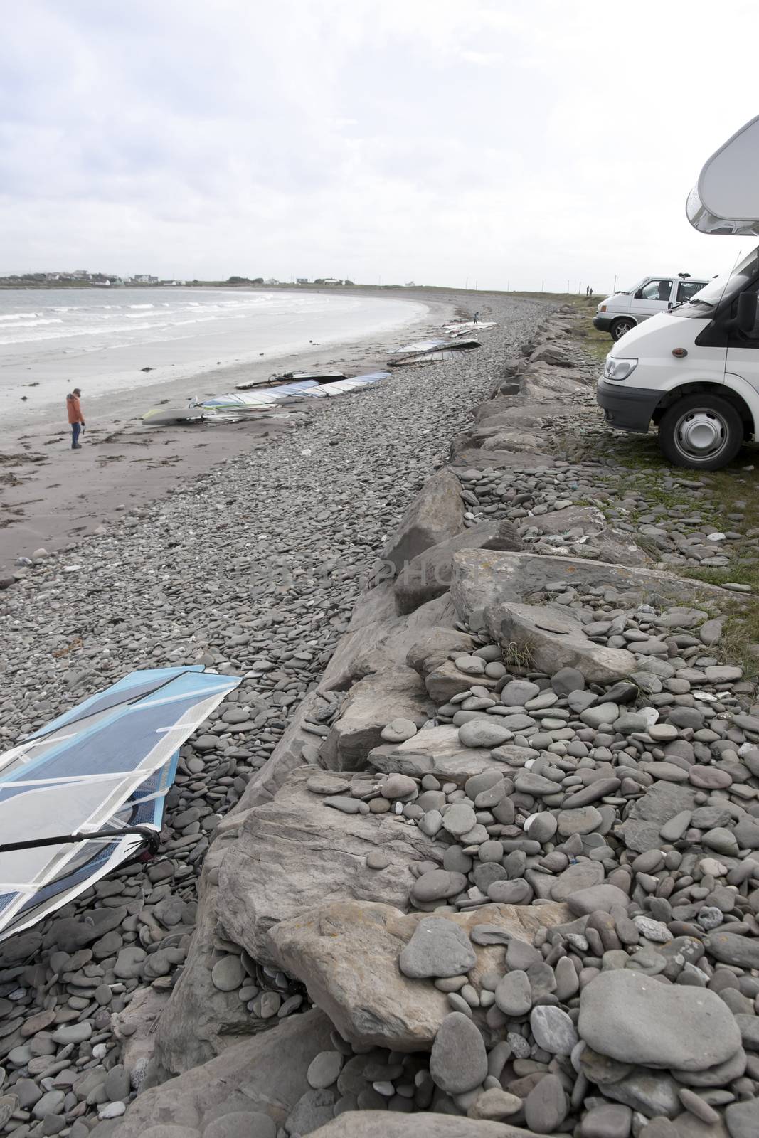 windsurfer getting ready with vans by morrbyte