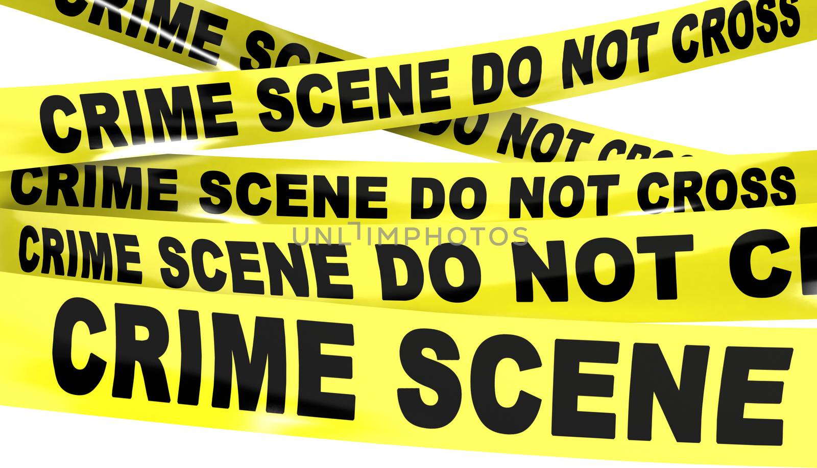 Yellow Plastic Crime Scene Do Not Cross Tape Isolated On White Background.
