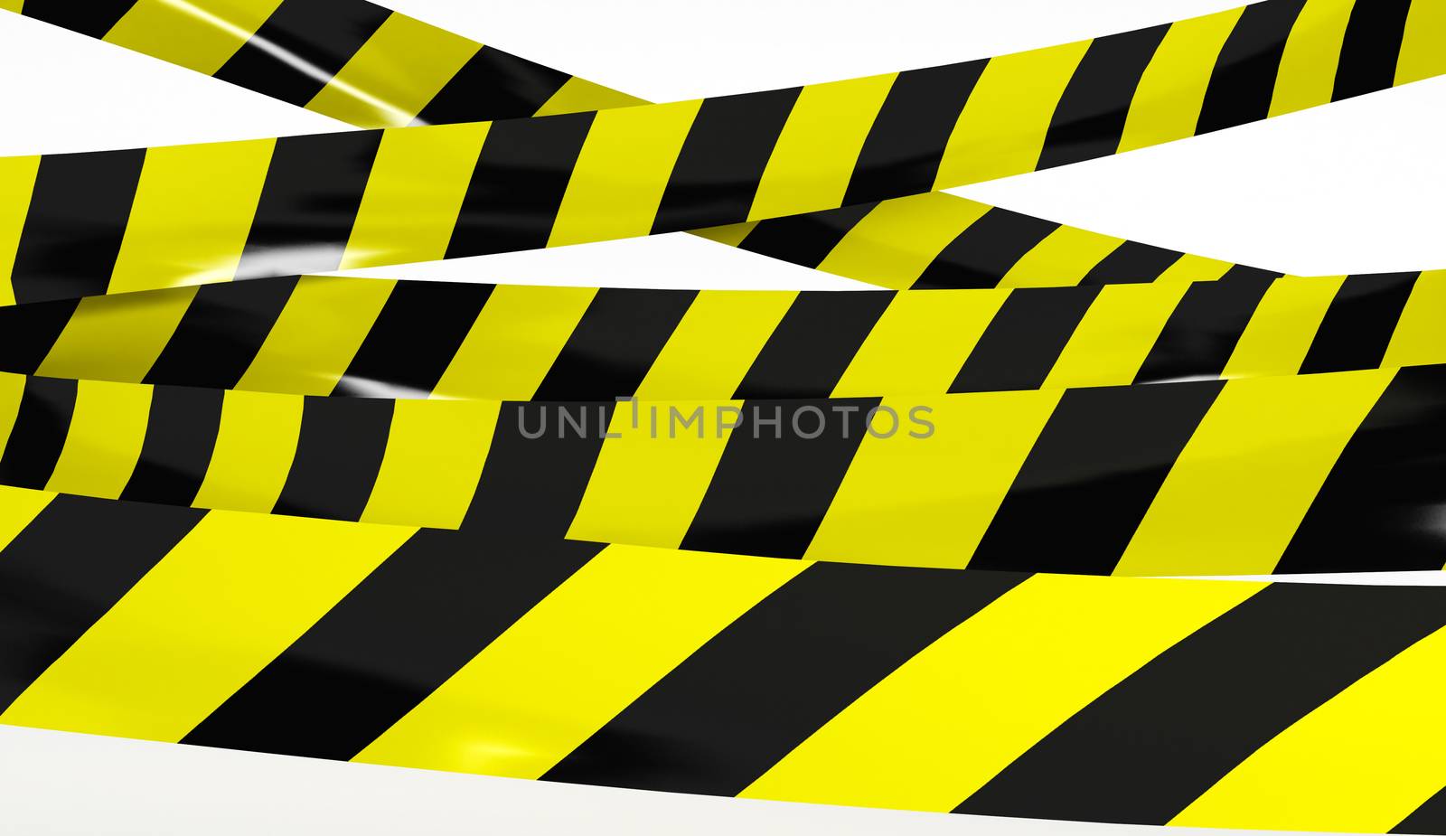 3D render of Restrictive tape yellow and black colors. 