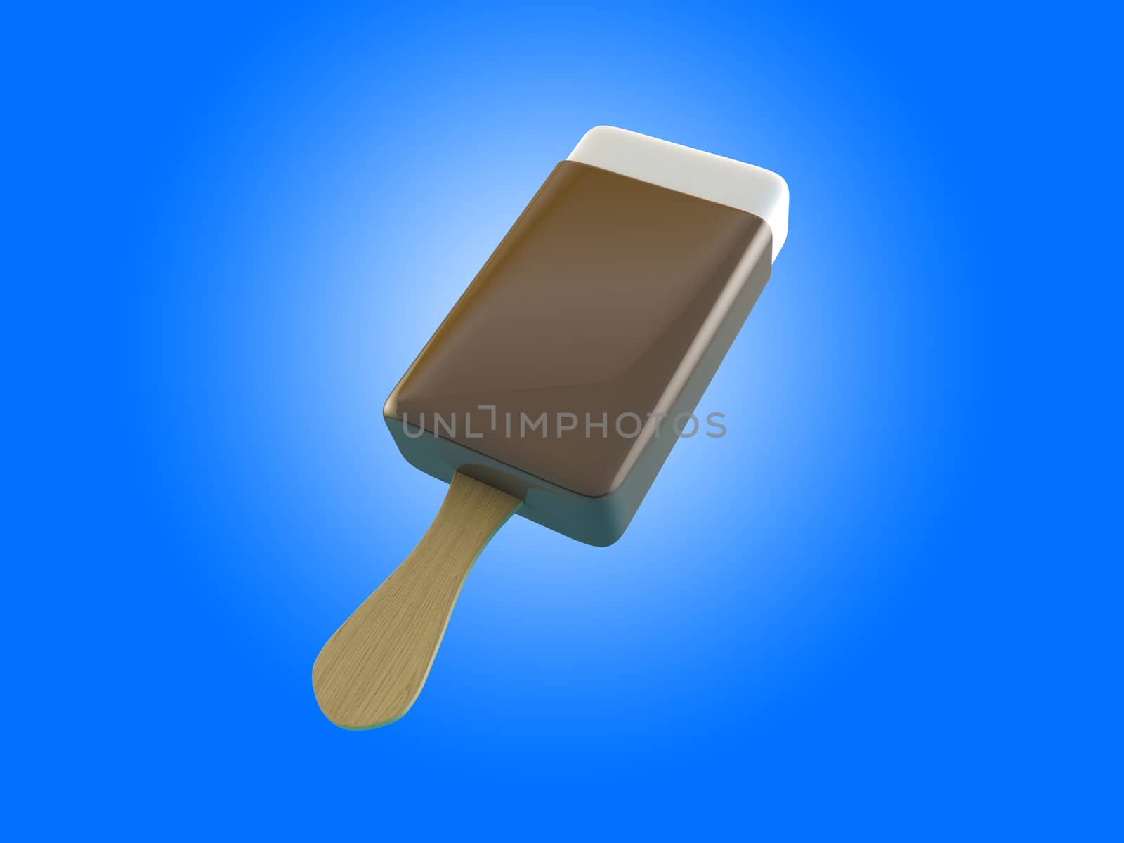 Chocolate ice cream 3d Illustrations on light blue background.