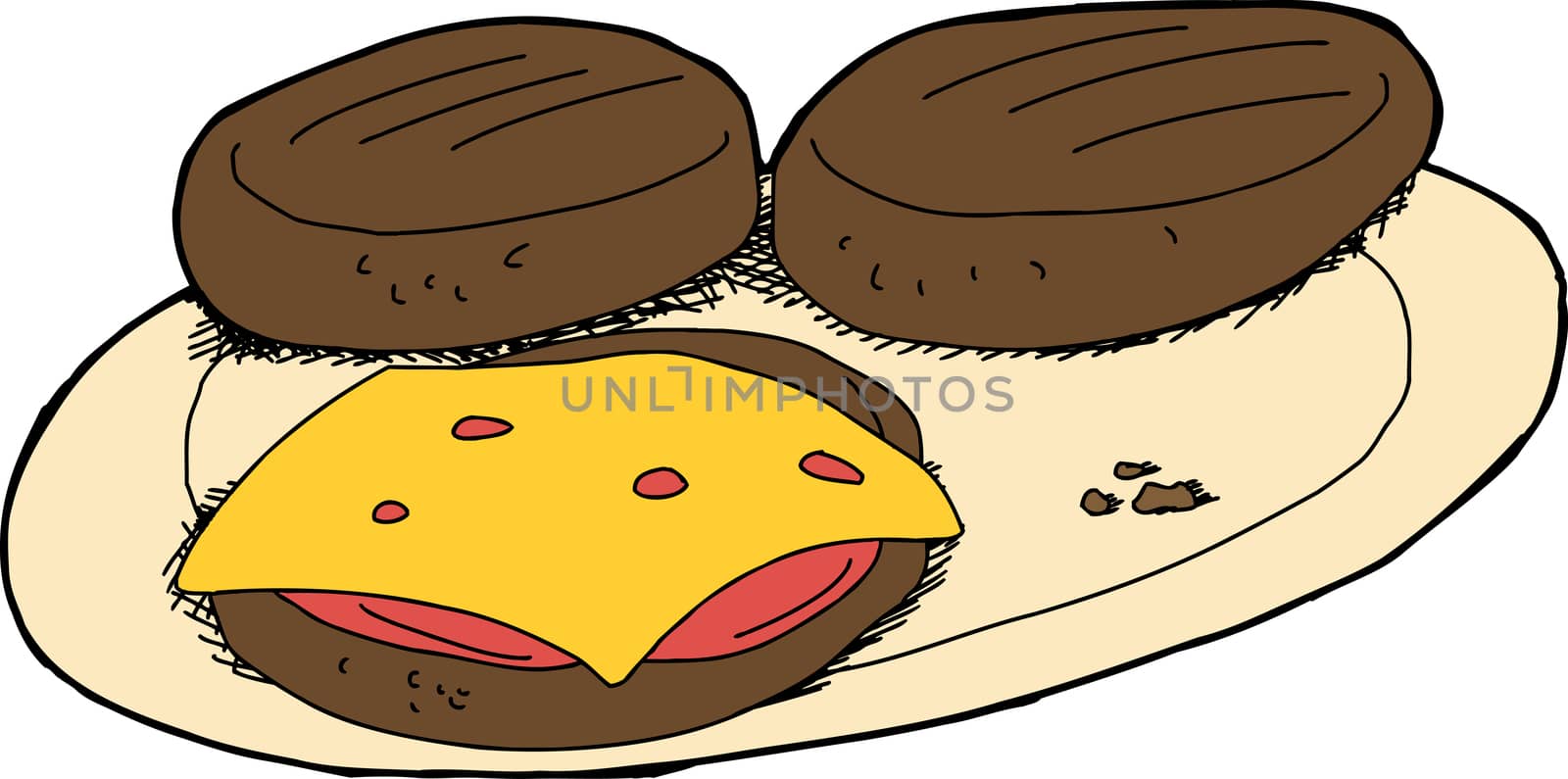 Isolated burgers on plate over white background