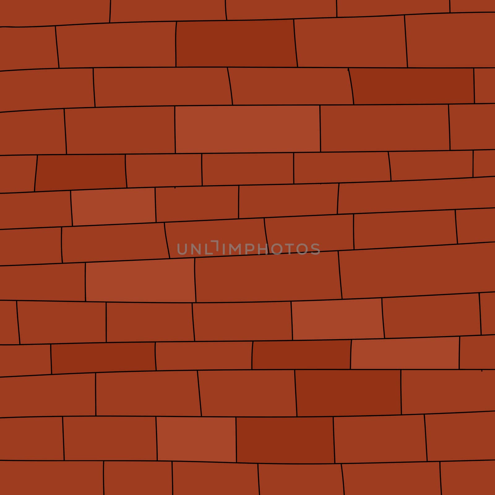 Blank red brick wall hand drawn cartoon background