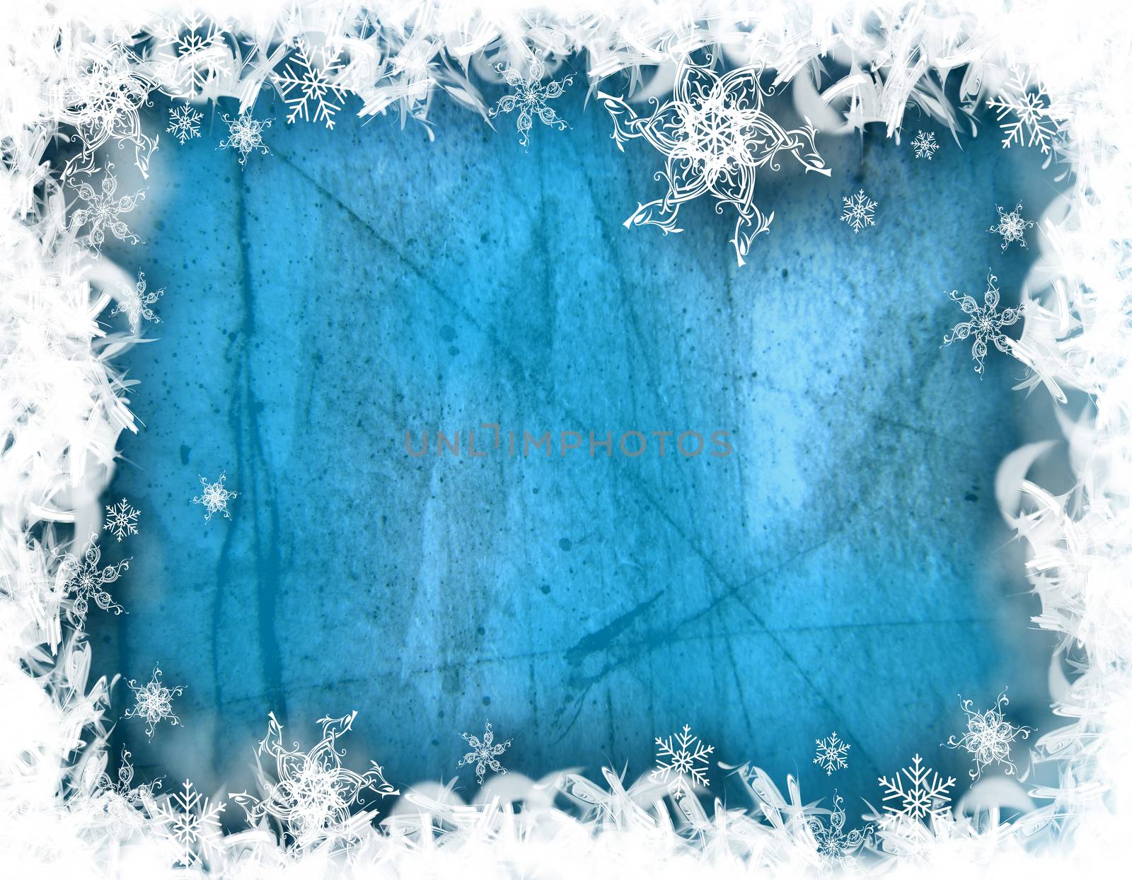 Winter background with snowflakes. Frame for seasonal celebrations like Christmas, or winter holidays