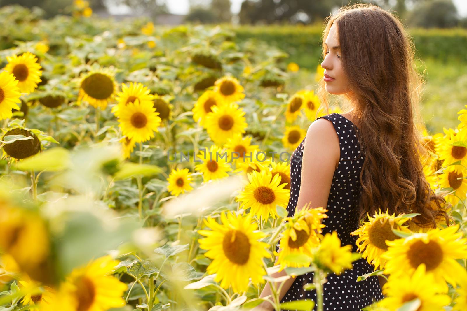 Beautiful girl with sunflowers by rufatjumali