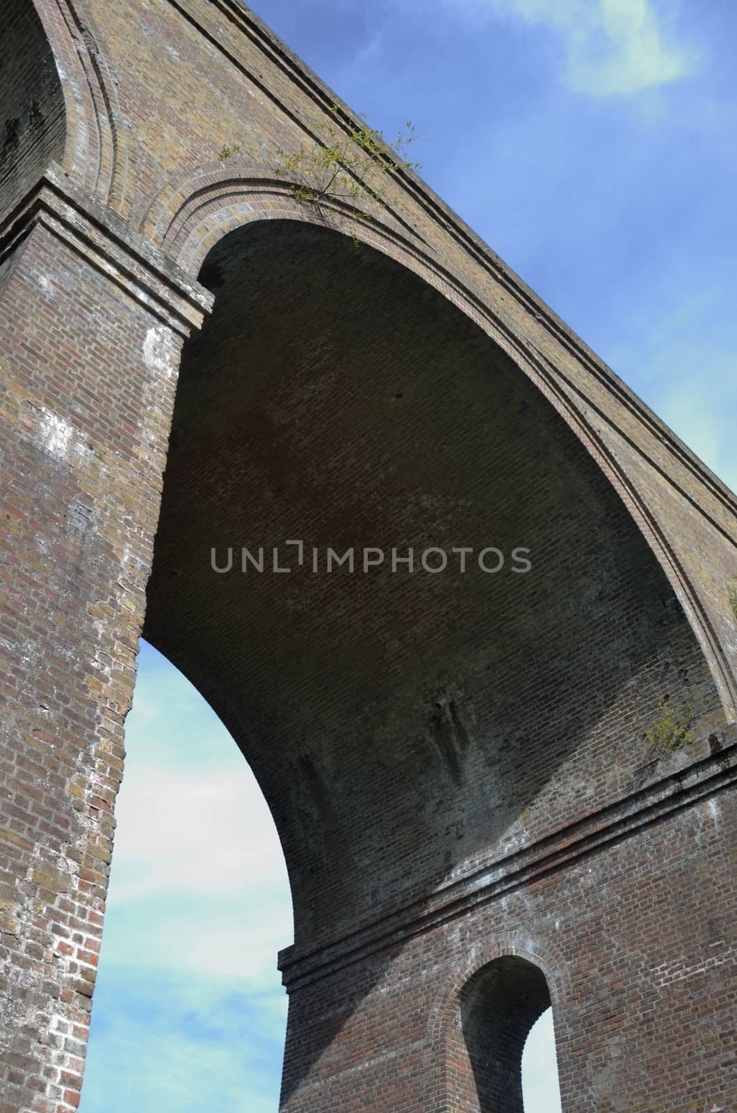 Looking up at viaduct arch
