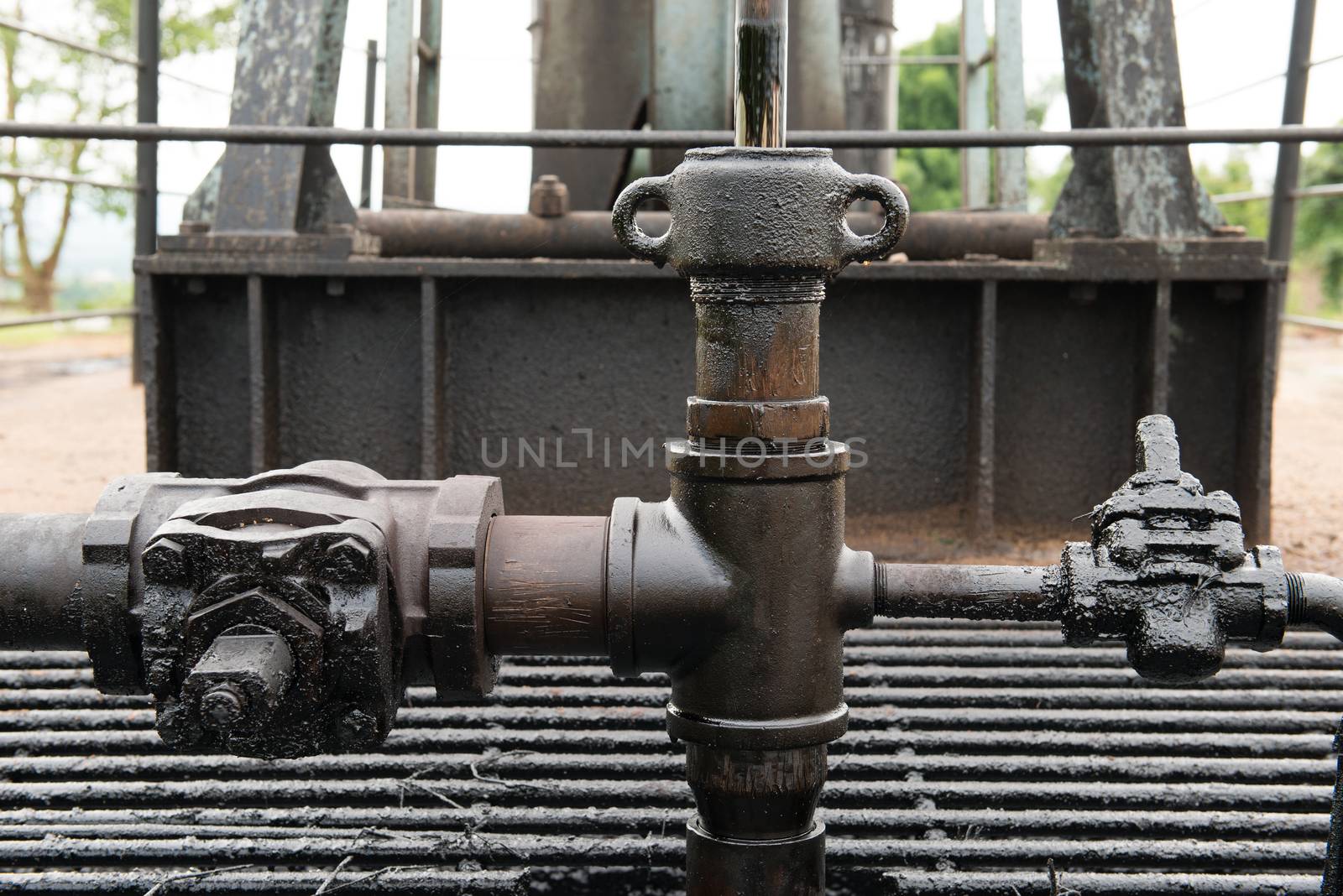 pumpjack pumping crude oil from oil well