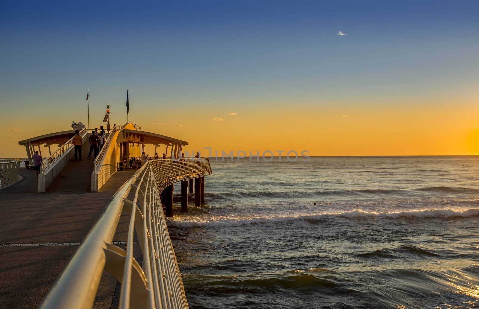 View of the jetty of Lido di Camaiore, Lucca, Italy.