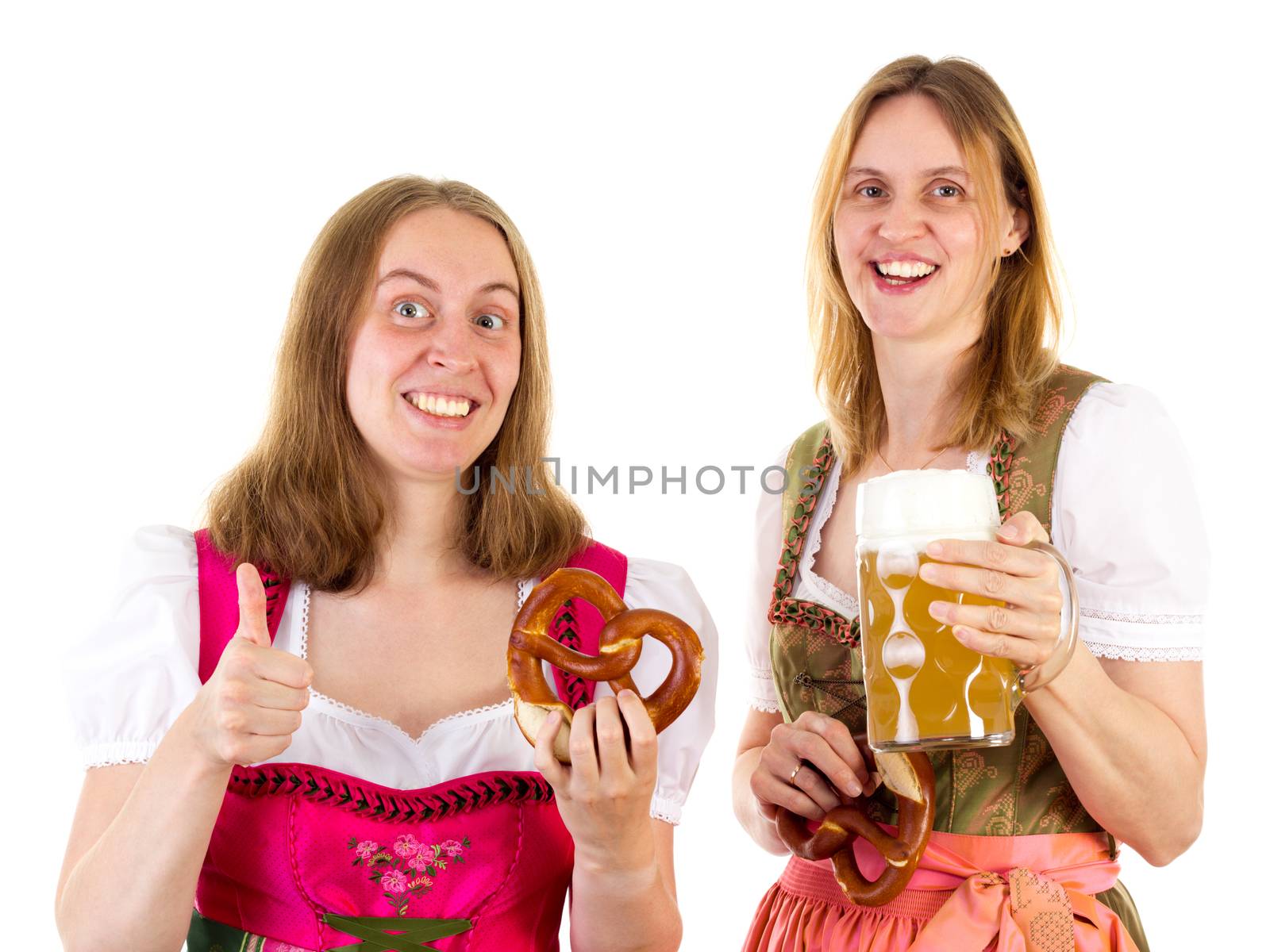 Woman with pretzel showing thumb up