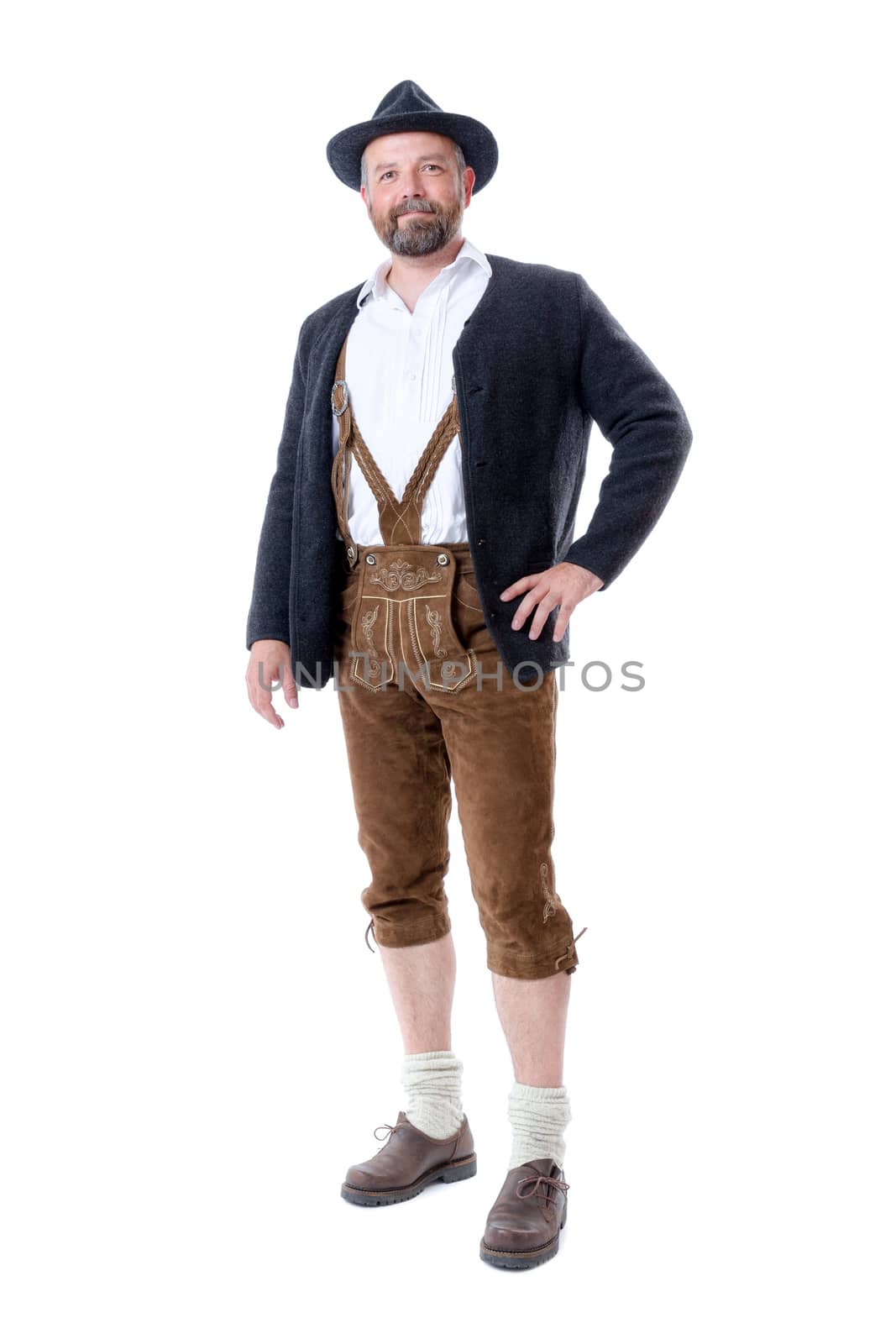 An image of a traditional bavarian man isolated on a white background