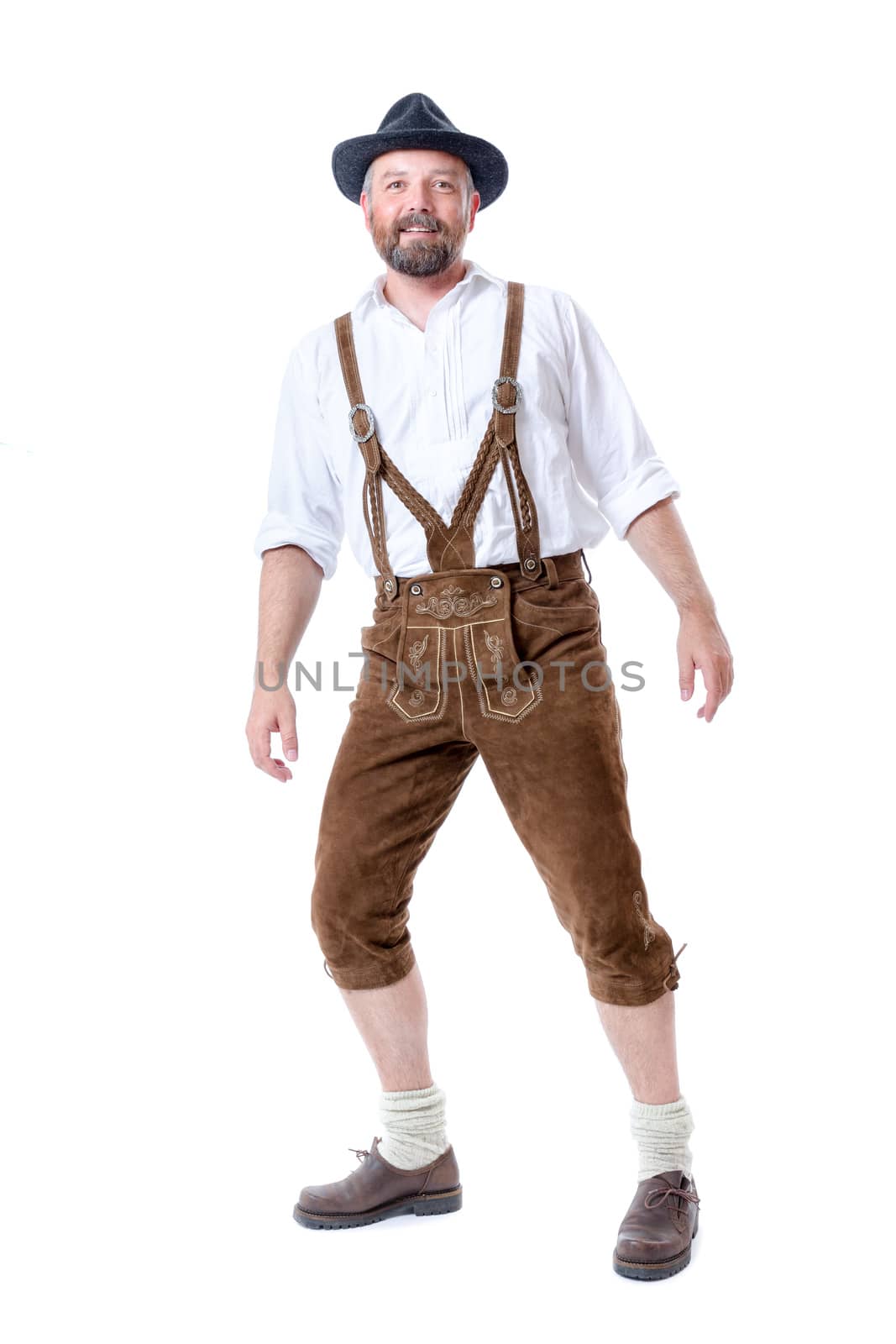 An image of a traditional bavarian man isolated on a white background