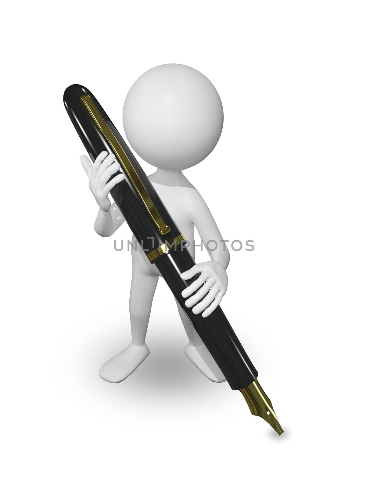 illustration abstract white man with a pen