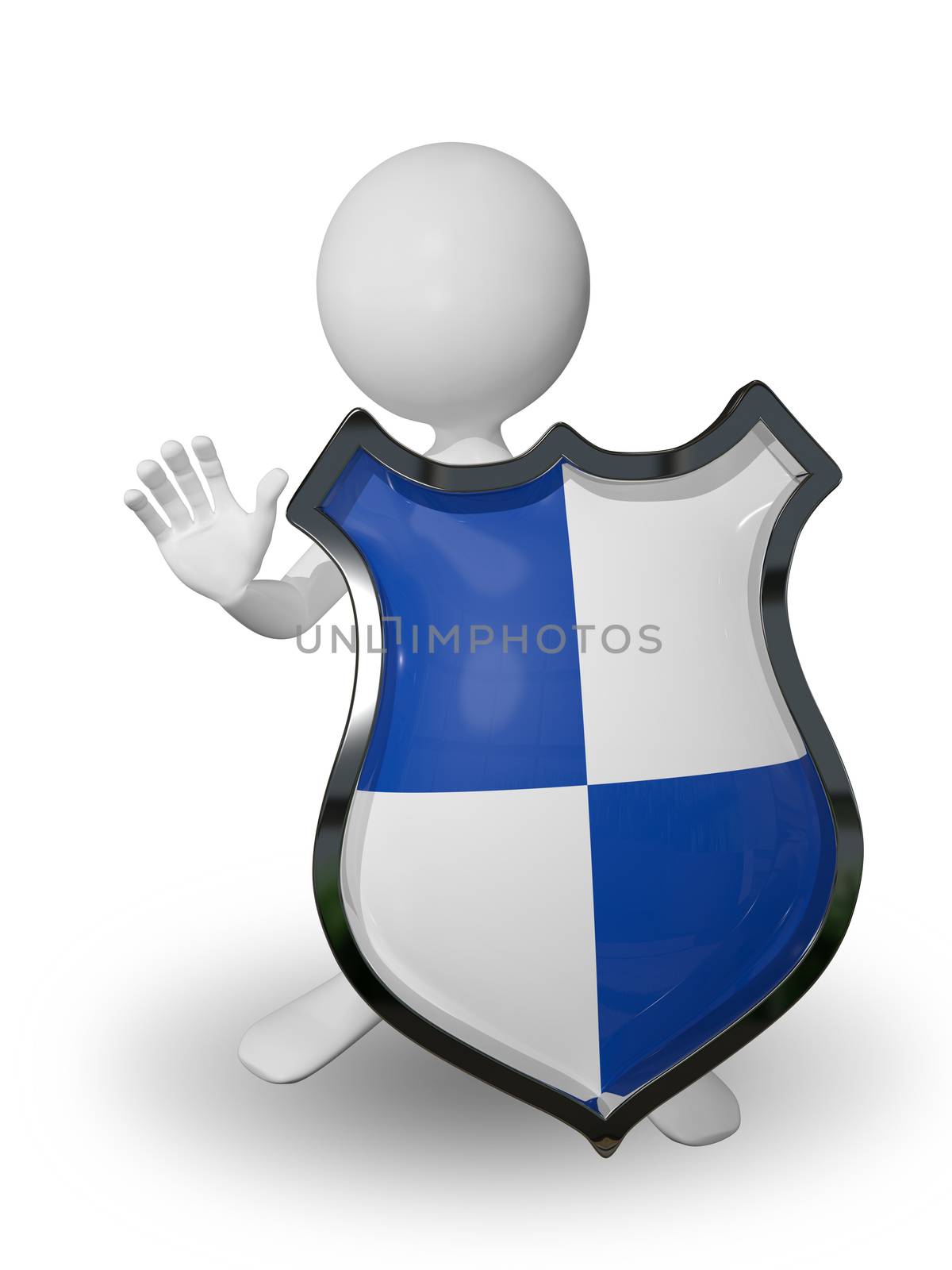 illustration abstract white man with a shield