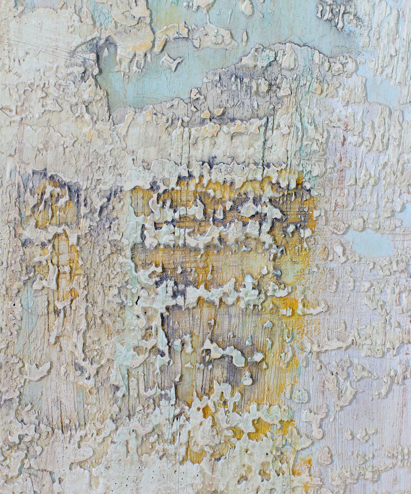 Light Blue and Grey Damaged Obsolete Cement Wall Background closeup