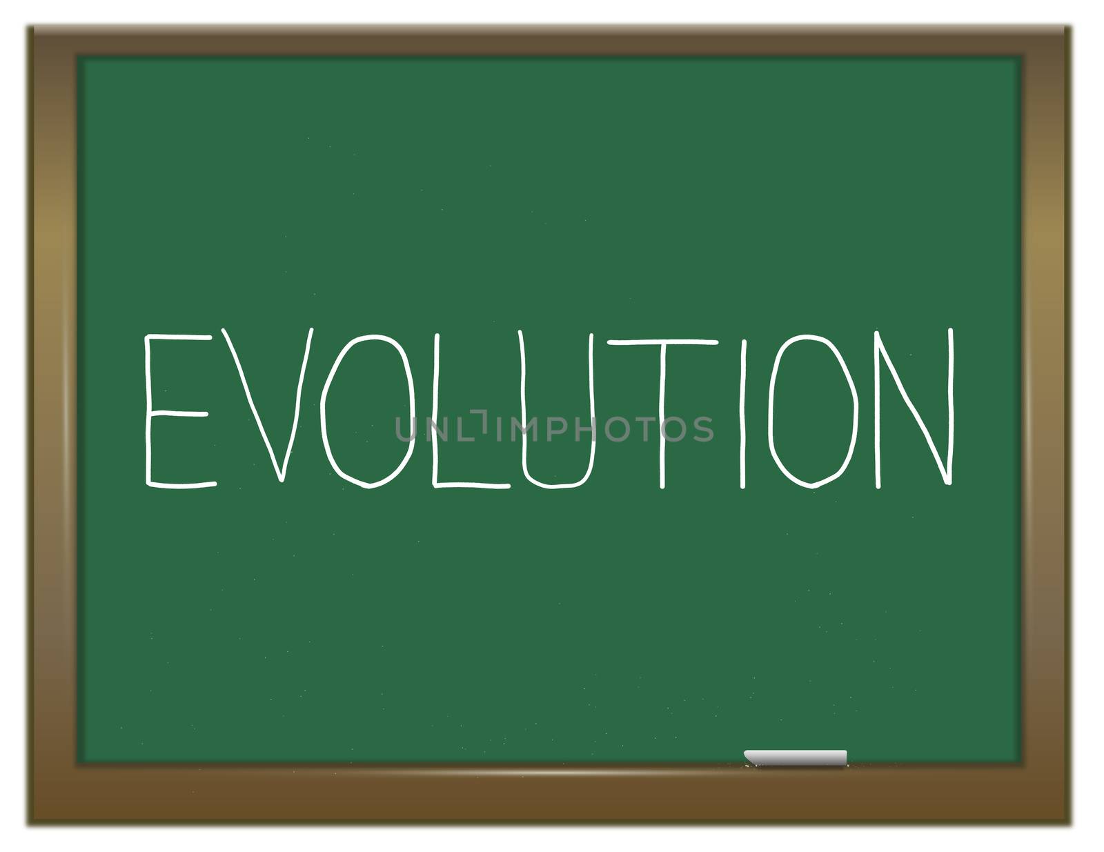 Illustration depicting a green chalkboard with an evolution concept.