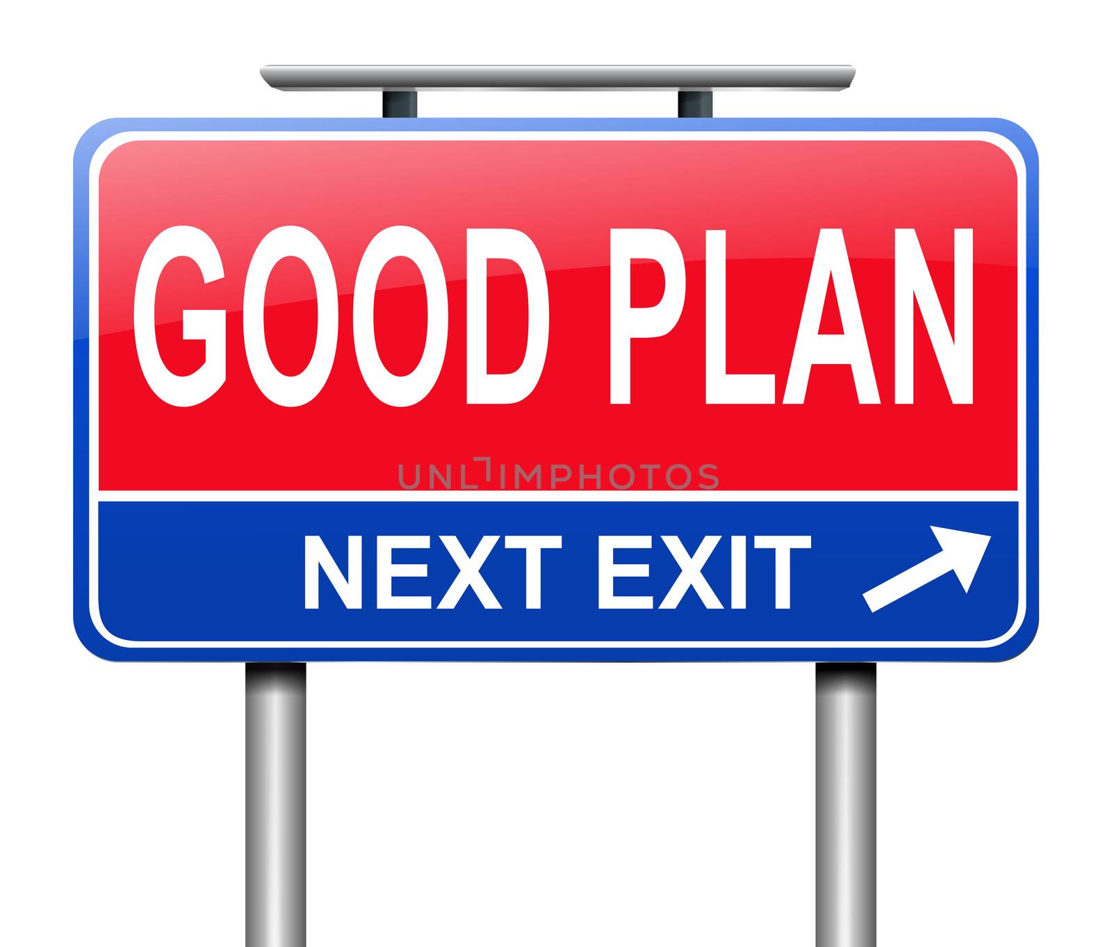 Illustration depicting a road sign with a good plan concept.