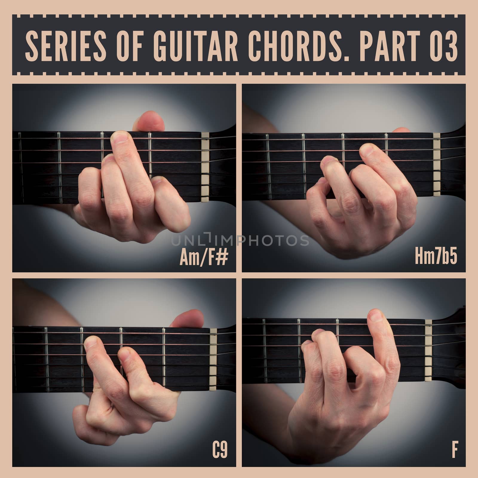 A series of guitar chords with symbols. Part 03