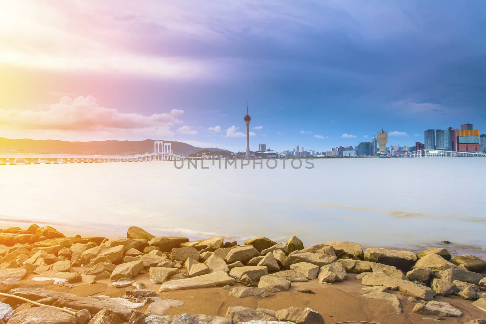 Macau sunset along the coast